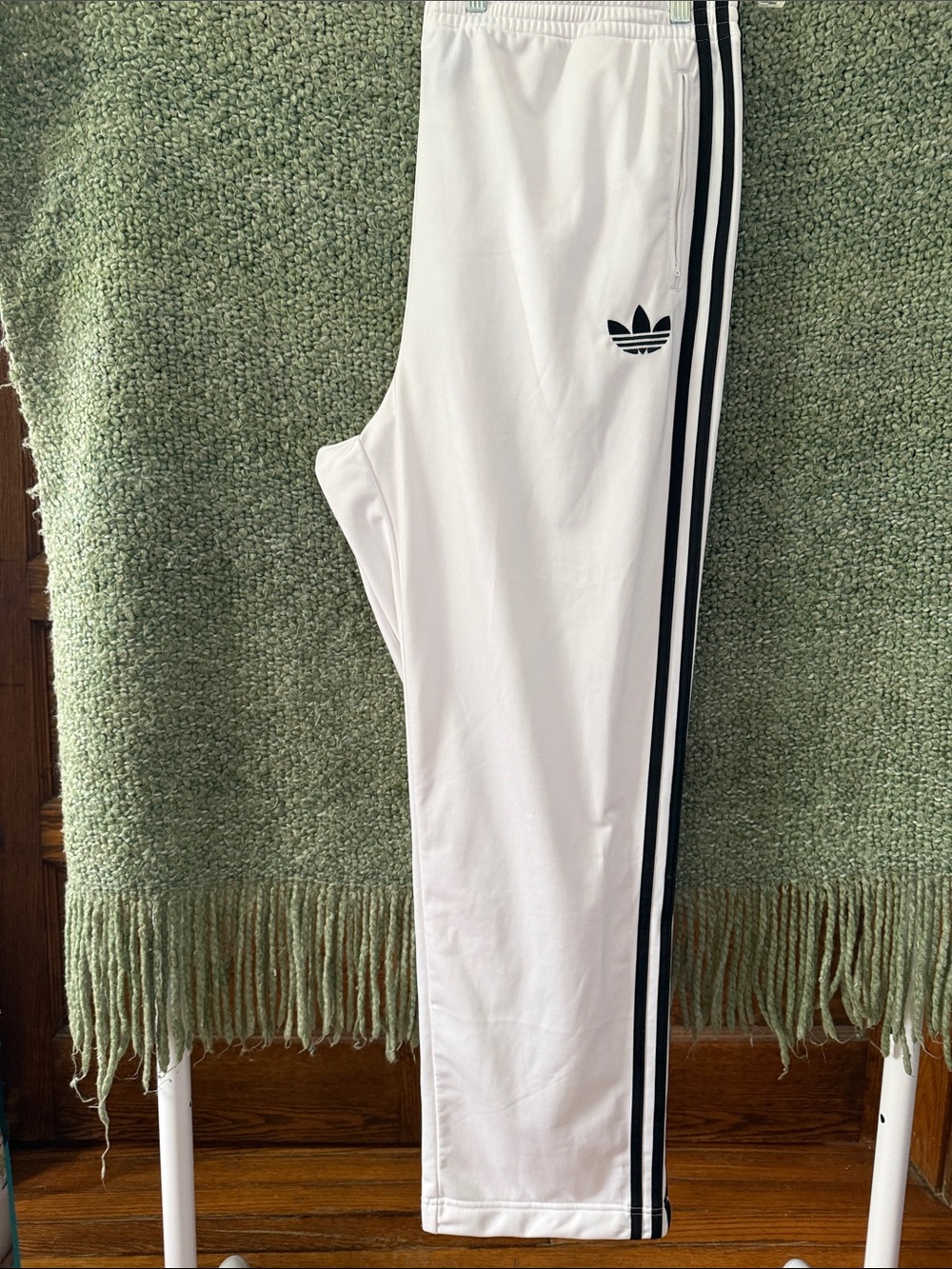 adidas White Track Pants with Black Side Stripes - Picture 3 of 4
